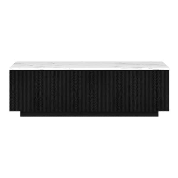 Meyer&Cross Reyes 47.5 in. Black Grain and Faux Marble Rectangle Faux Marble Top Coffee Table