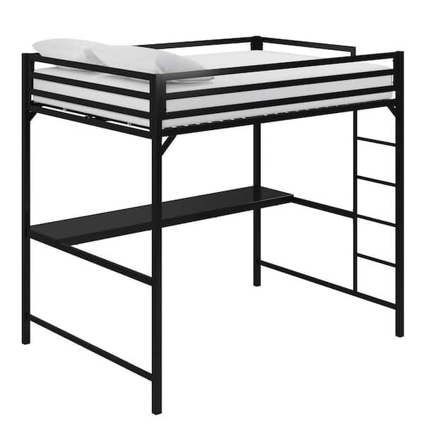 DHP Mabel Black Metal Full Loft Bed With Desk DE78112 - The Home Depot