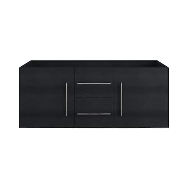 VOLPA USA AMERICAN CRAFTED VANITIES Napa 60 in. W x 20 in. D x 21 in. H in. Double Sink Bath Vanity Cabinet without Top in Black Ash, Wall Mounted