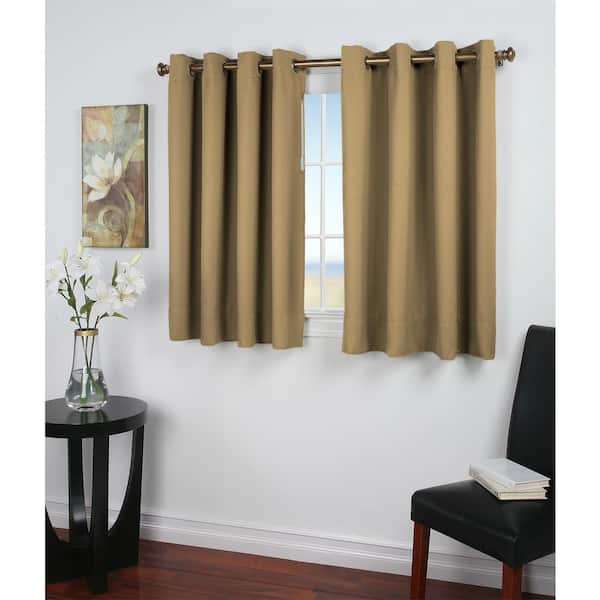 RICARDO Sand Polyester Solid 56 in. W x 54 in. L Grommet Blackout Curtain