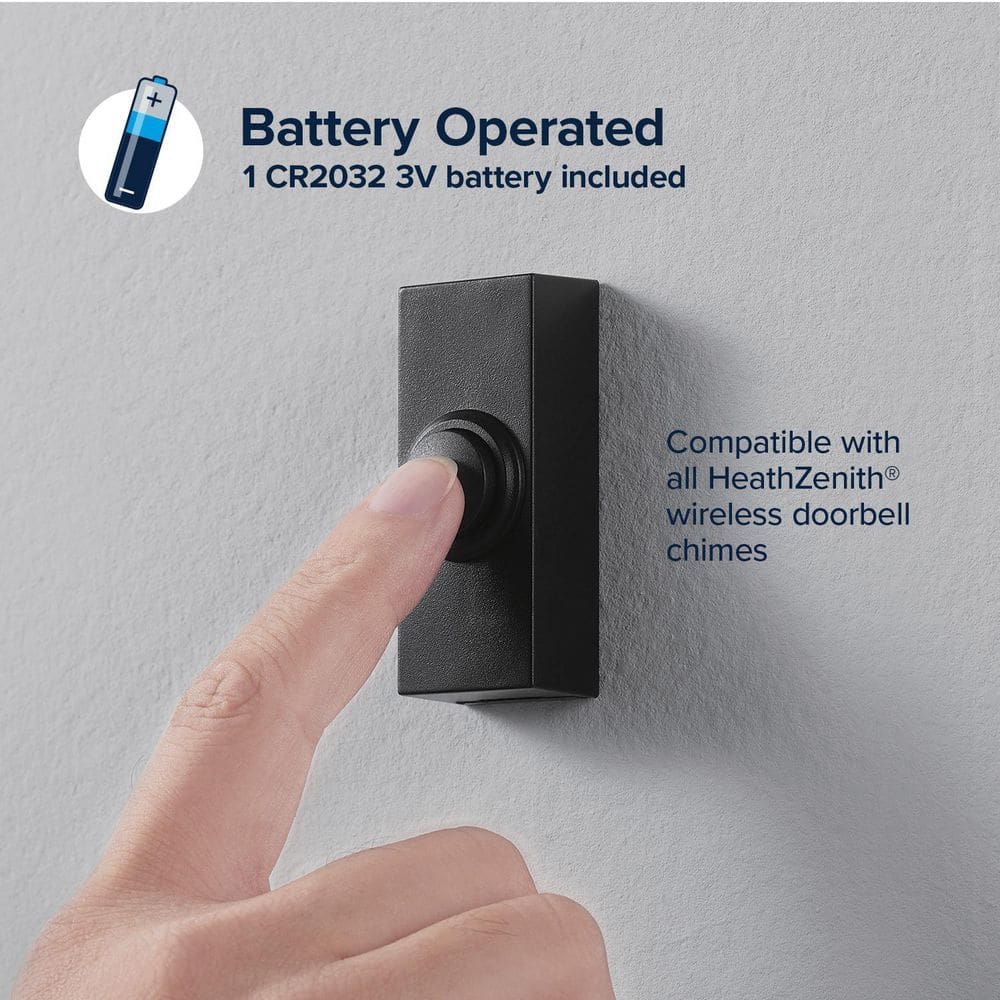Black Satin Nickel Wireless Pushbutton Doorbell with Lighted Button