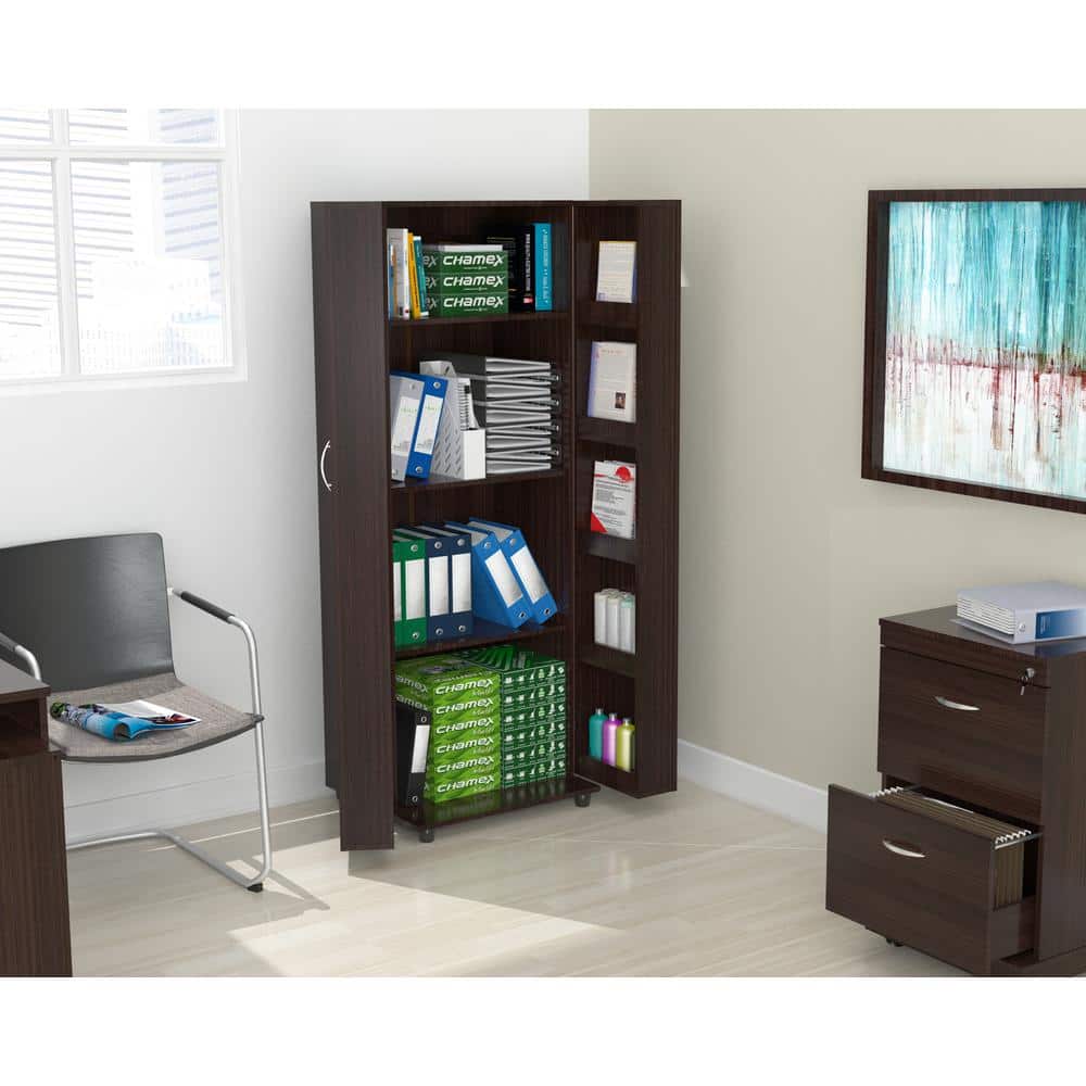 Espresso Laminate 2-Door 4-Shelf Kitchen Pantry Cabinet