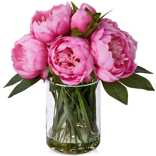 12in Artificial Peony Flowers Faux Peach Pink Peony Fake Flower for Vase Silk Floral Arrangements for Home Decor