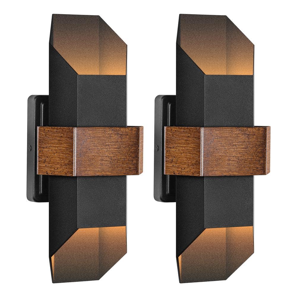 LamQee 14.6 in. Hexa Black Integrated LED Outdoor Up and Down Wall ...