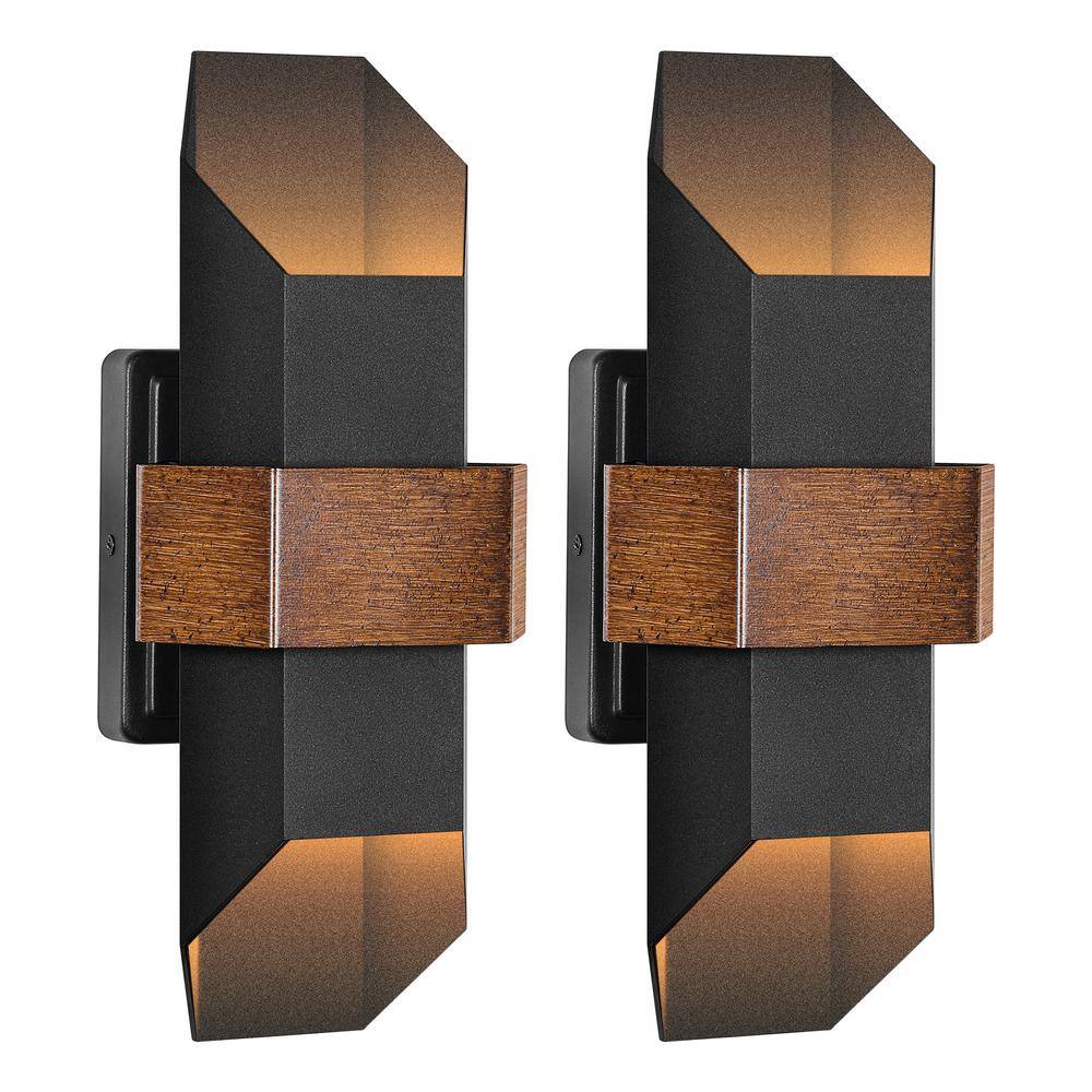 14.6 in. Hexa Black Integrated LED Outdoor Up and Down Wall Sconce(2-Pack) price history on PriceWatchPro