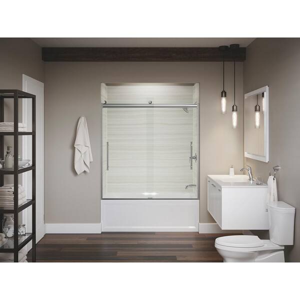 KOHLER Elmbrook 59.625 in. x 61.5625 in. Frameless Sliding Bathtub Door in Bright Polished Silver