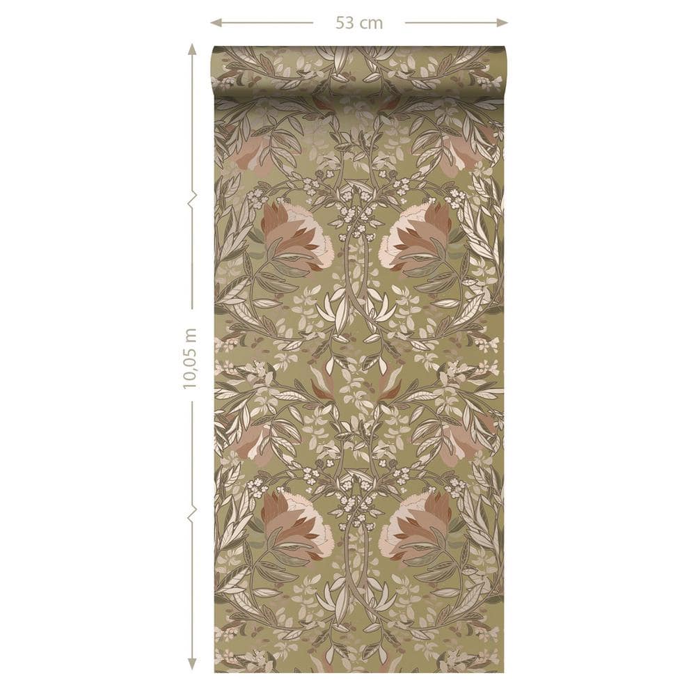 Ester Gold Art Nouveau Floral Non-Woven Wallpaper