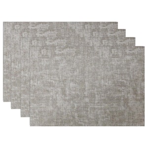 11.8 in. x 16.9 in. Solid Gray Leather Placemats, Double-Sided Placemats (Set of 4)