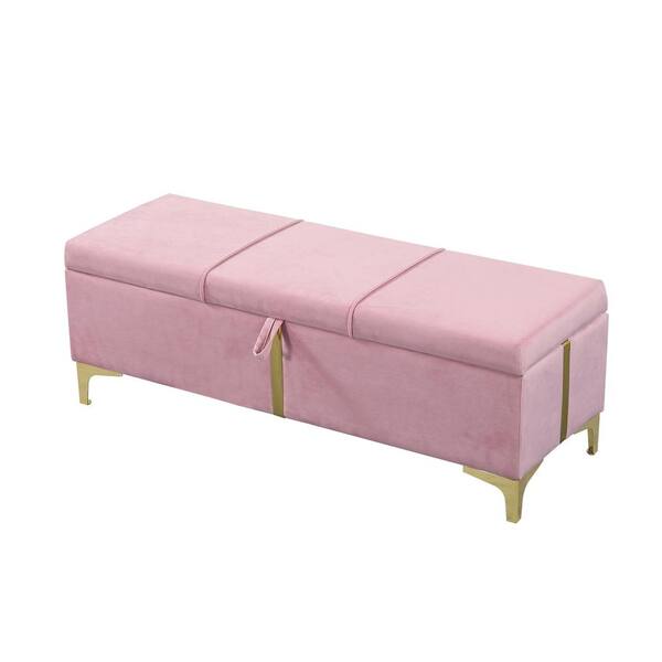 Harper & Bright Designs Pink 47.2 in. W Velvet Upholstered Bedroom ...