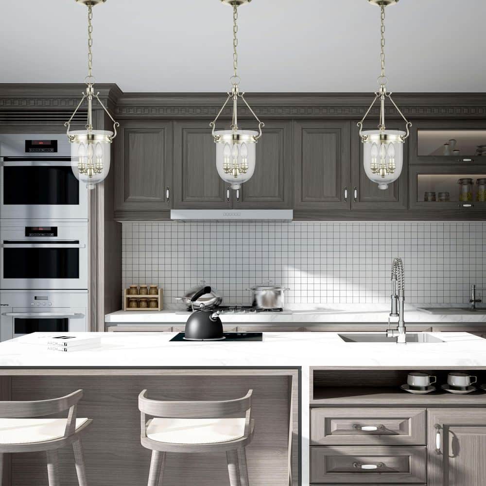 Elegant Jefferson 3-Light Chandelier in Polished Nickel with Clear Glass