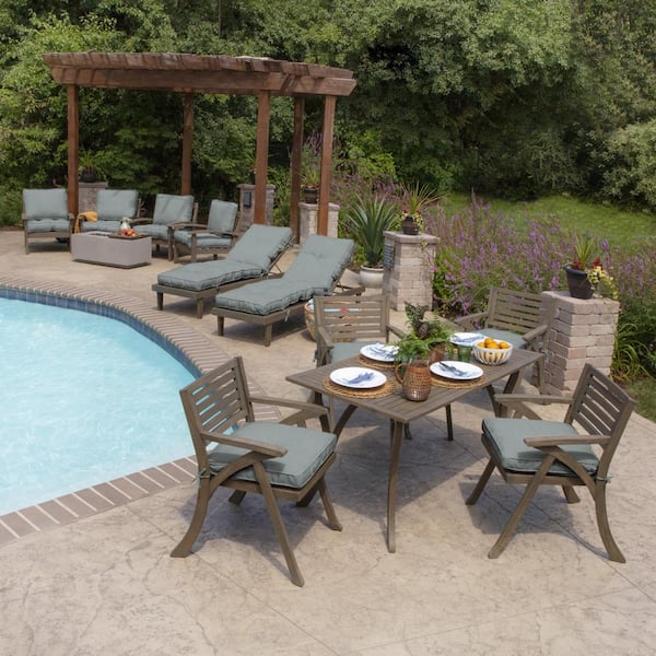 Leala Texture Deep Seat Outdoor Cushion Set Aqua - Arden Selections