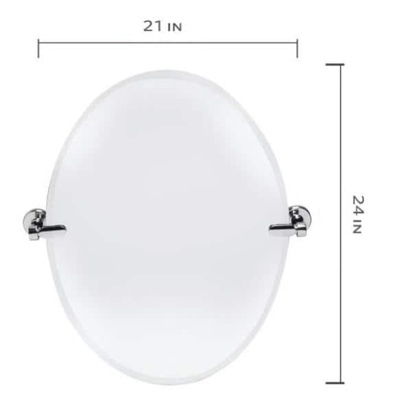 24-in outlet W x 26.5-in Chrome Oval Frameless Bathroom Vanity Mirror