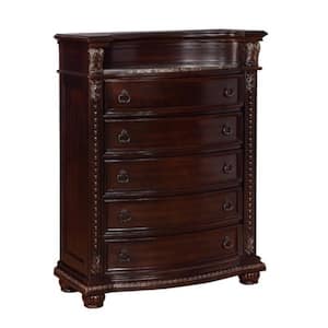 45 in. Brown 5-Drawer Chest of Drawers