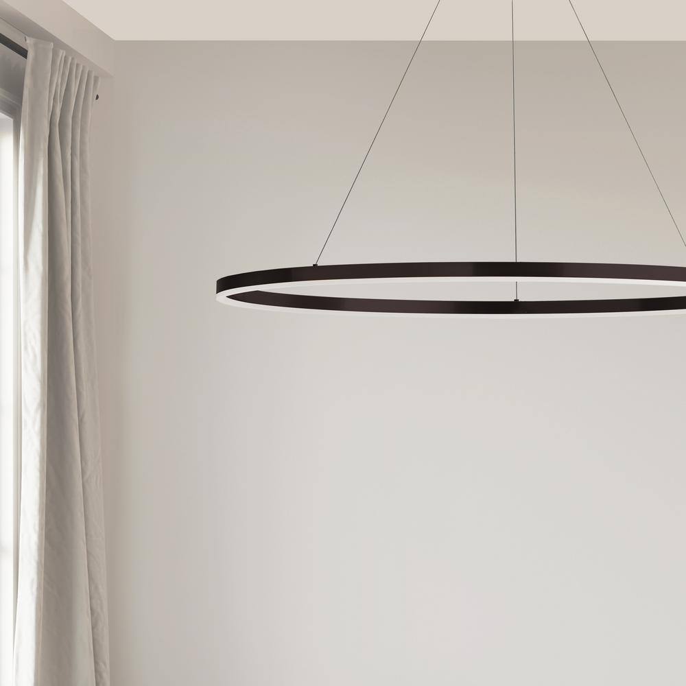 Circulo Modern 44" Black and Silver LED Pendant Light