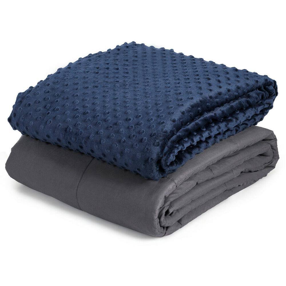 Gymax 25 lbs. 60 in. x 80 in. Weighted Blanket Sleeping Helper Removable Soft Crystal Cover with