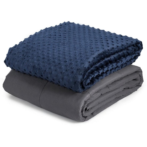 Gymax 25 lbs. 60 in. x 80 in. Weighted Blanket Sleeping Helper Removable Soft Crystal Cover with Glass Bead