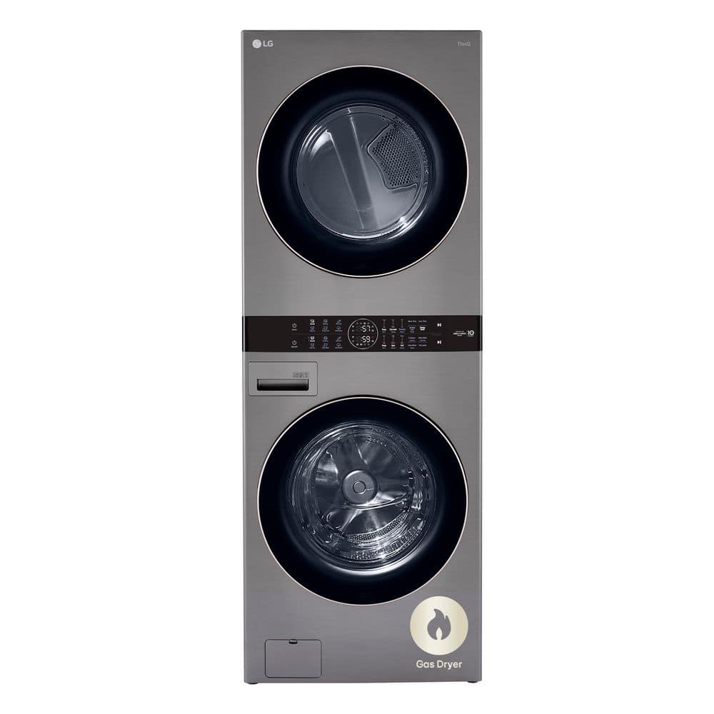 LG WashTower Stacked SMART Laundry Center 4.5 Cu.Ft. Front Load Washer & 7.4 Cu.Ft. Gas Dryer in Graphite Steel