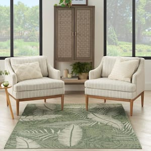 Garden Oasis Green Ivory 5 ft. x 7 ft. Nature-inspired Contemporary Area Rug