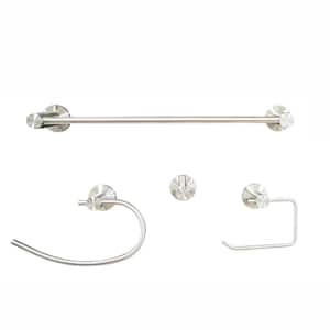 Tacoma 4-Piece Bath Hardware Set with Towel Ring Toilet Paper Holder and Towel Bar in Nickel 18"