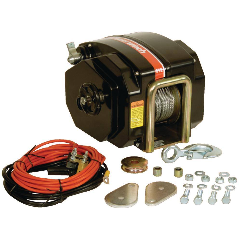 POWERWINCH 12V Model 912 Marine Trailer Winch With 7/32 in. x 40 ft. Cable, Max Load 11,500 lbs., Vertical Lift 4000 lbs -  313-P77912