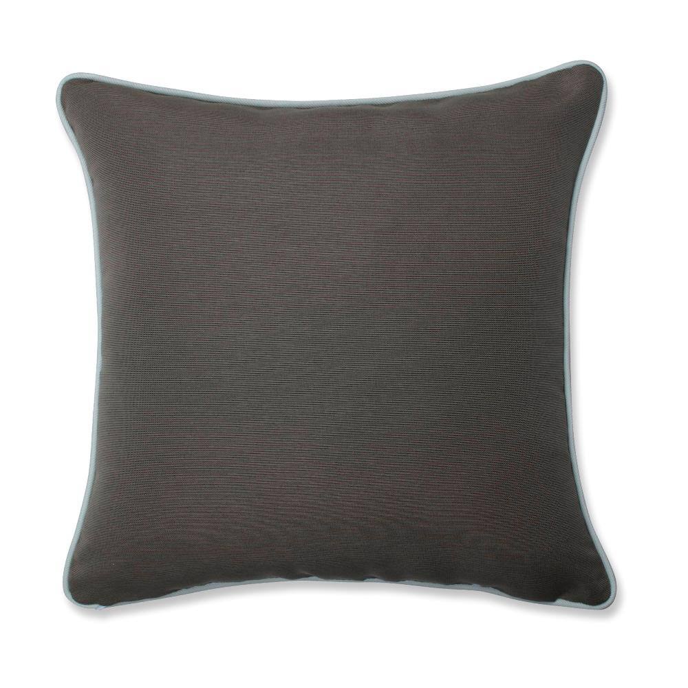 Gray Embroidered Starfish Square Outdoor/Indoor Throw Pillow