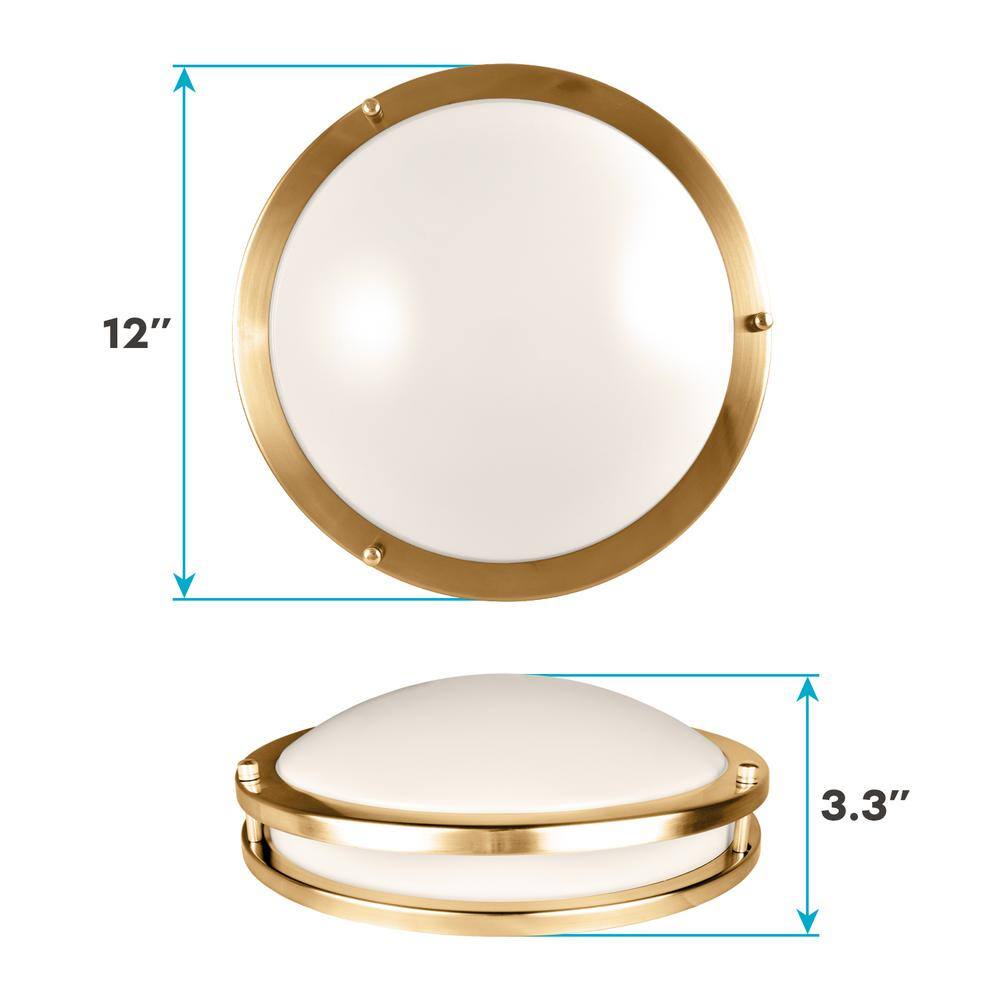 Brushed Brass 12" LED Flush Mount Ceiling Light with Dimmable Energy Star