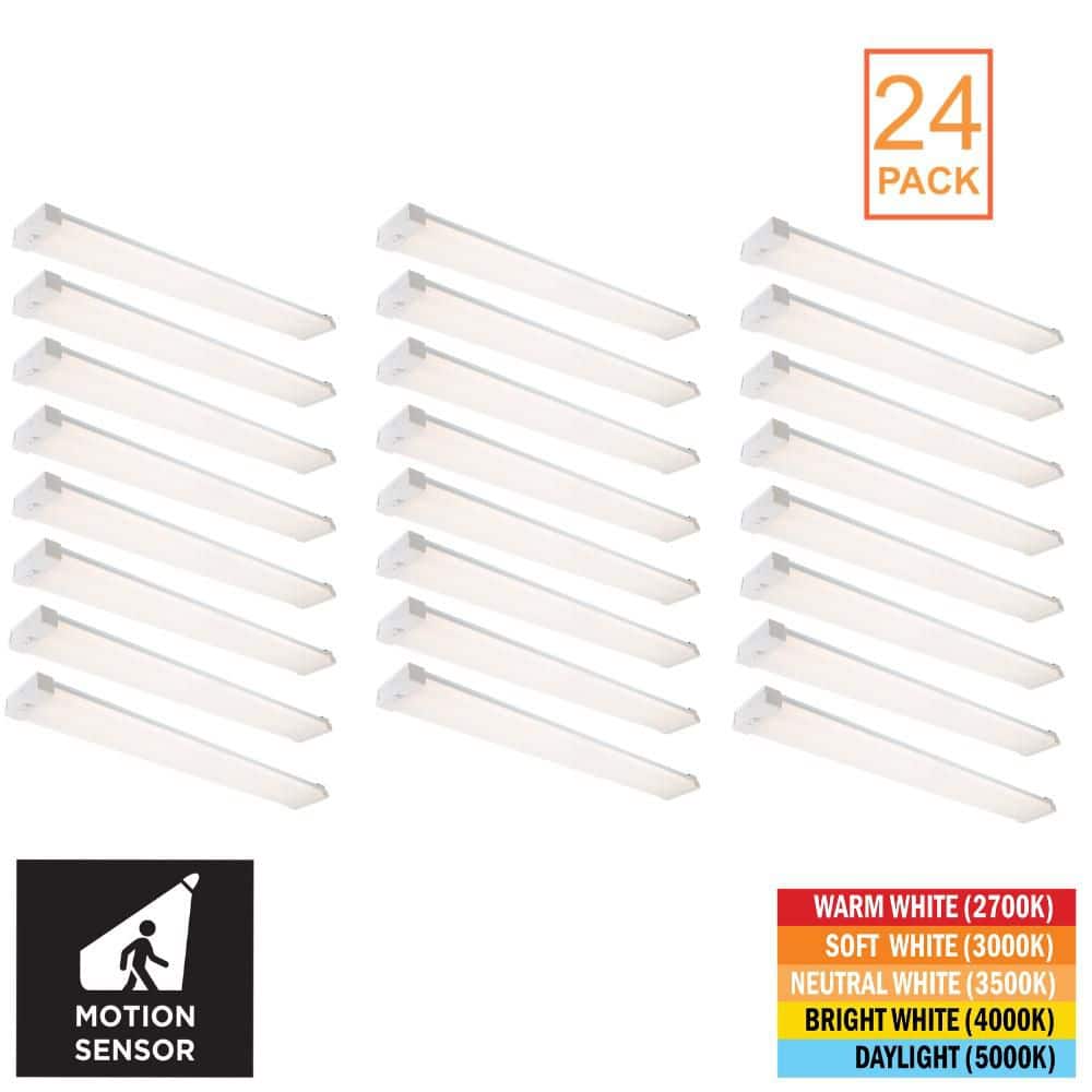 24-Pack 4 ft. 4200 Lumens Integrated LED White Garage Wraparound Light with Motion Sensor, Selectable CCT 2700K-5000K price history on PriceWatchPro