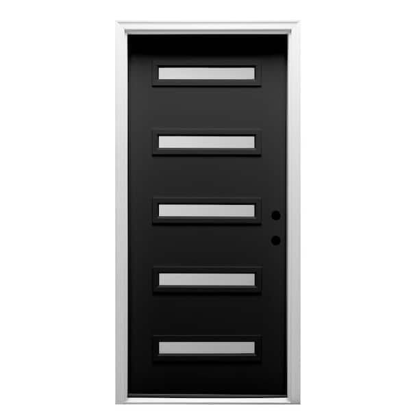 MMI DOOR 32 in. x 80 in. Davina Left-Hand Inswing 5-Lite Frosted Glass Painted Steel Prehung Front Door on 4-9/16 in. Frame