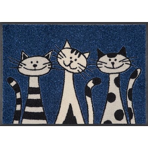 Whimsy Three Cats 20 in. x 30 in. Nylon Doormat
