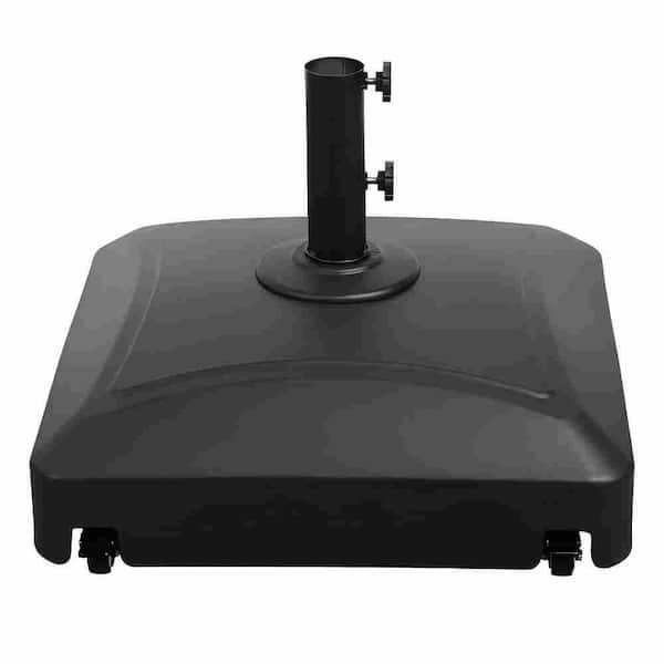 125lb Capacity Fillable Mobile Patio Umbrella Base for Outdoor with 4-Wheels, 2-Locks, 2-Knobs in Black