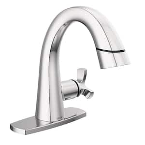 Stryke Single Handle Single Hole Bathroom Faucet with Pull-Down Spout in Lumicoat Chrome