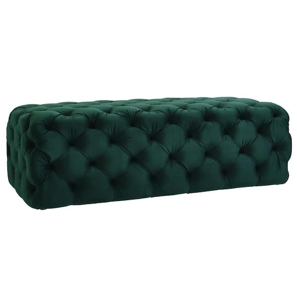TOV Furniture Kaylee Jumbo Green Velvet Ottoman