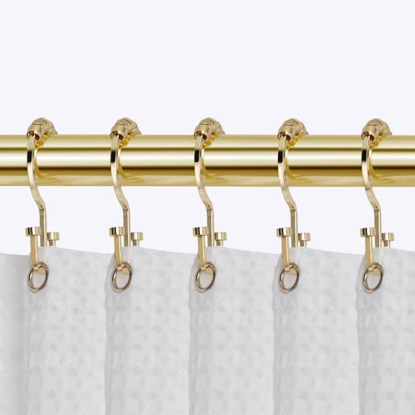 Deco Flat Double Roller Shower Curtain Hooks in Gold