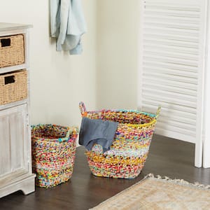 Cotton Handmade Storage Basket with Handles (Set of 2)