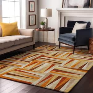 Mayfield Premium Machine Washable Abstract AMF1012 Orange 5 ft. x 7 ft. 6 in. Area Rug