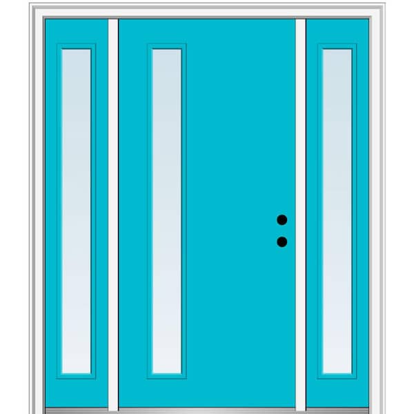 MMI Door 64.5 in. x 81.75 in. Viola Left-Hand Inswing 1-Lite Clear Low-E Painted Fiberglass Prehung Front Door with Sidelites