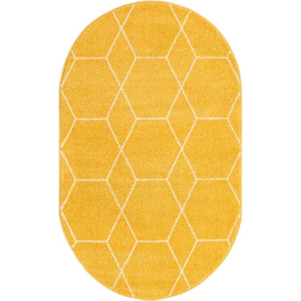 Trellis Frieze Geometric Yellow 3 ft. x 5 ft. Area Rug price history on PriceWatchPro