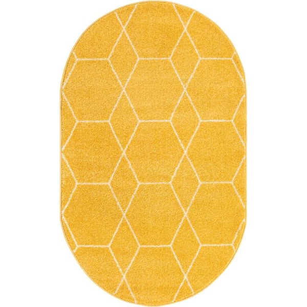 Trellis Frieze Geometric Yellow 3 ft. x 5 ft. Area Rug