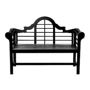 4 ft. Black Wooden Indoor/Outdoor Lutyens Bench, Home Patio Garden Deck Seating