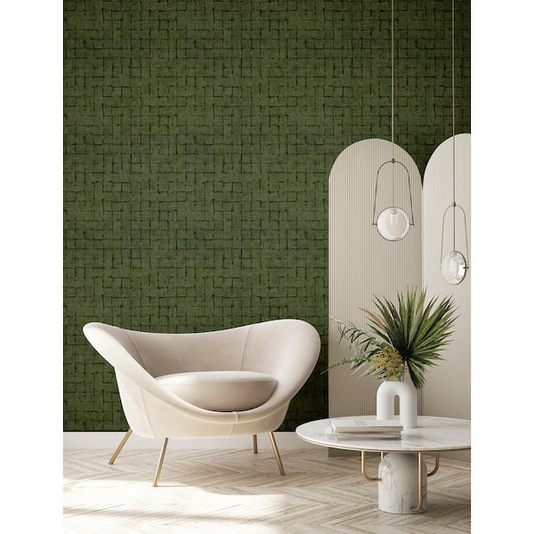 Blocks Checkered Green Non Pasted Non Woven Wallpaper