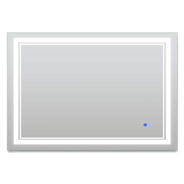 Unbranded 60 in. W x 40 in. H Rectangular Frameless LED Wall Mount Anti-Fog Dimmable Modern Decorative Bathroom Vanity Mirror