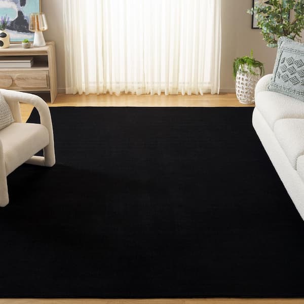 Loft Black 8 ft. x 8 ft. Machine Washable Modern Solid Square Area Rug