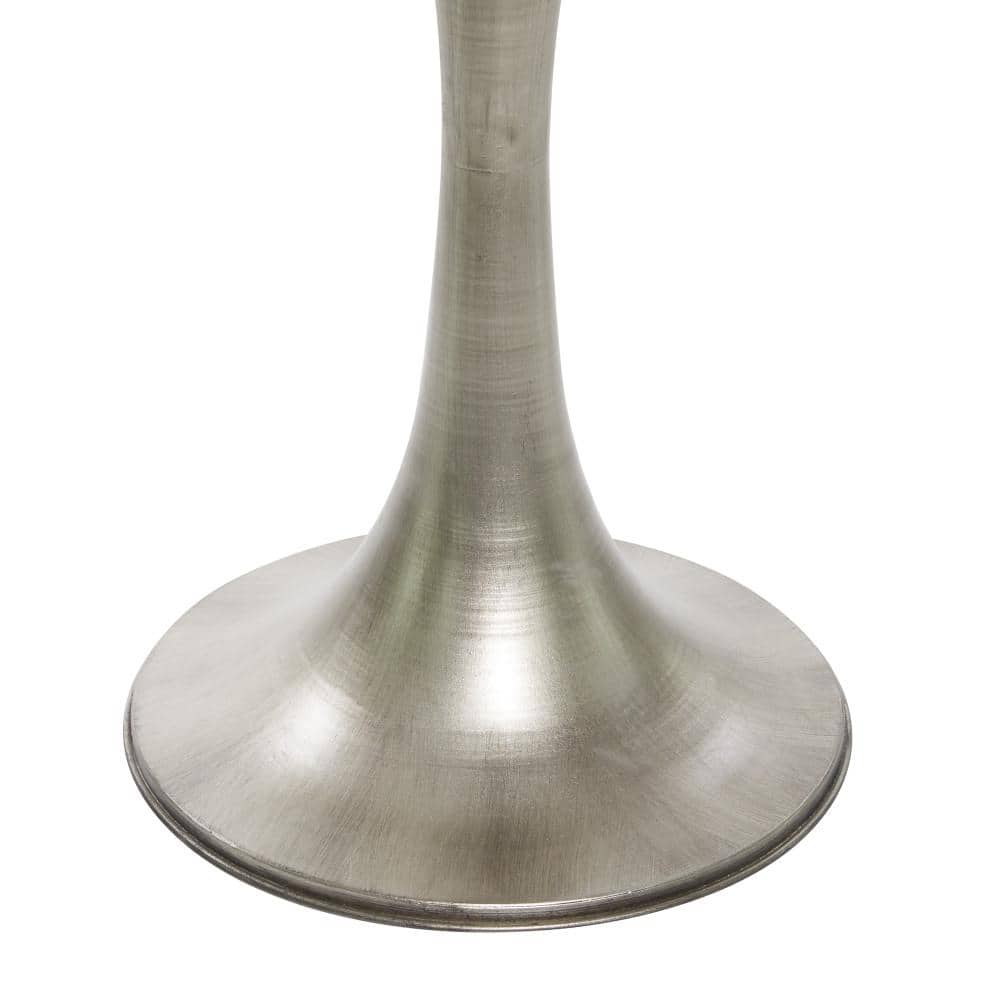 Sleek 30" Round Silver Metal and Marble Accent Table