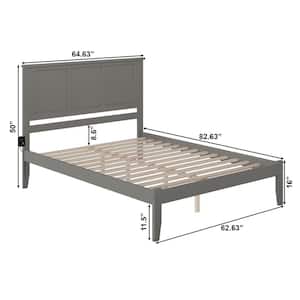 Madison Queen Platform Bed with Open Foot Board in Grey