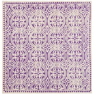 Cambridge Purple/Ivory 4 ft. x 4 ft. Square Geometric Area Rug