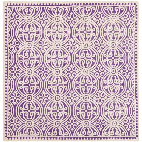 SAFAVIEH Cambridge Purple/Ivory 4 ft. x 4 ft. Square Geometric Area Rug