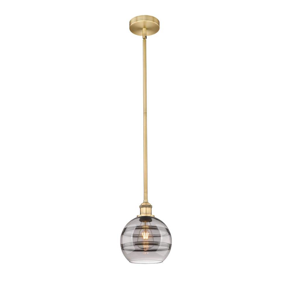 Rochester 100-Watt 1-Light Brushed Brass Standard Mini Pendant Light with Painted Glass Shade, No Bulbs Included price history on PriceWatchPro