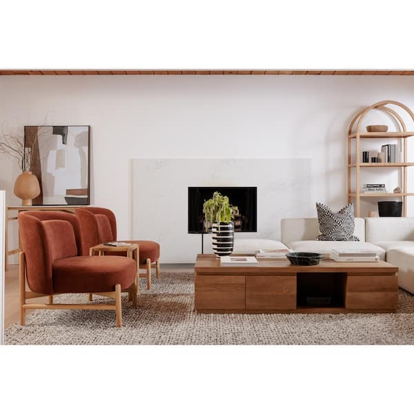 NADAAL STUDIOS Alfred Natural Finish TV Stand Entertainment Center Fits TVs up to 60 in. with 3-Drawers