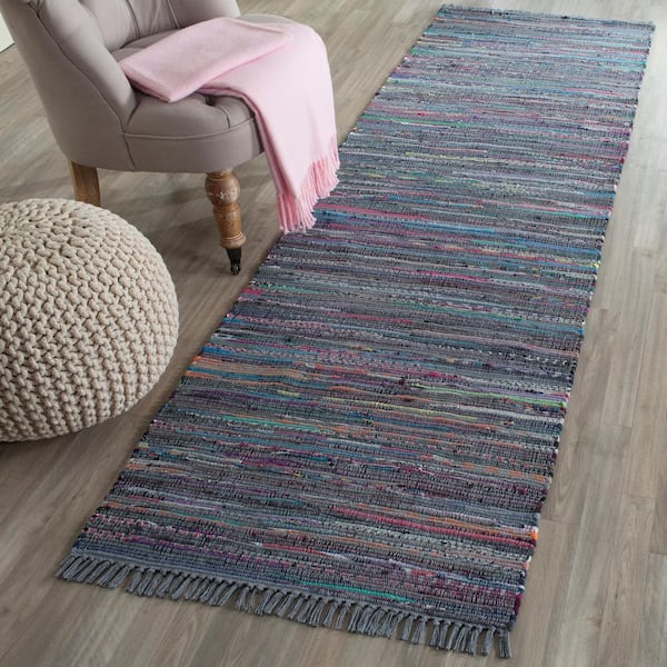 Rag Rug Aqua/Multi 2 ft. x 10 ft. Striped Runner Rug