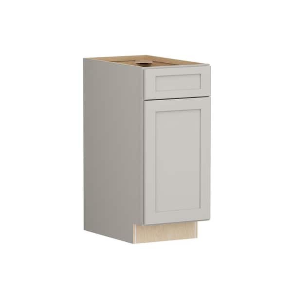 SIMPLY WOODMARK PRO Shaker Full Overlay 15 in. W. x 24 in. D x 34.5 in. H Plywood Assembled Base Kitchen Cabinet in Stone Gray